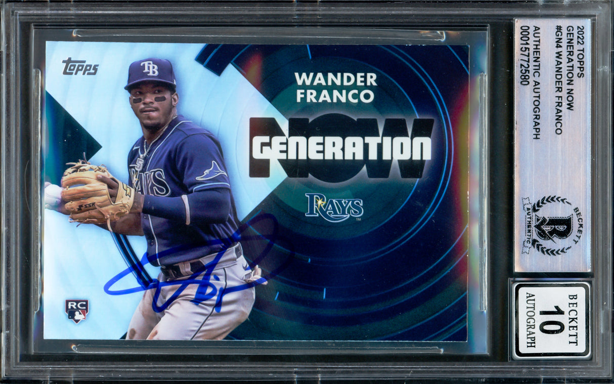 Wander Franco Autographed 2022 Topps Generation Now Rookie Card #GN-4 Tampa Bay Rays Auto Grade Gem Mint 10 Beckett BAS #15772580