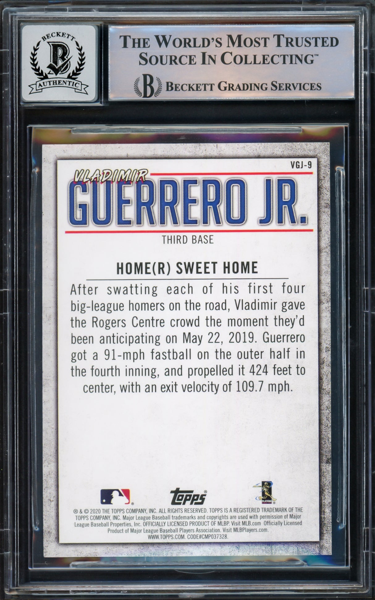 Vladimir Guerrero Jr. Autographed 2020 Topps Highlights Card #VGJ-9 Toronto Blue Jays Auto Grade Gem Mint 10 Beckett BAS #15772890
