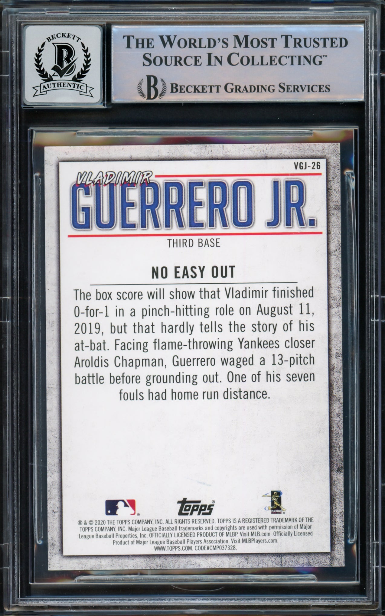 Vladimir Guerrero Jr. Autographed 2020 Topps Highlights Card #VGJ-26 Toronto Blue Jays Auto Grade Gem Mint 10 Beckett BAS #15772908
