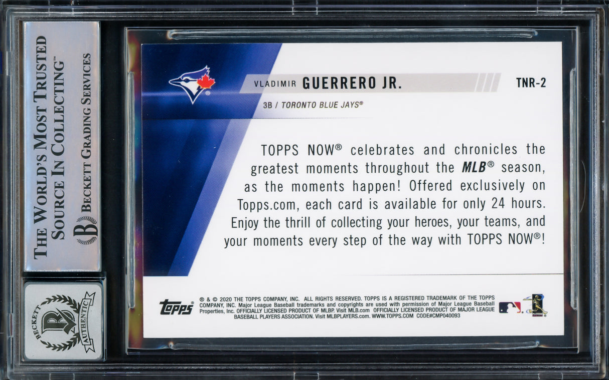Vladimir Guerrero Jr. Autographed 2020 Topps Now Card #TNR-2 Toronto Blue Jays Auto Grade Gem Mint 10 Beckett BAS #15772916