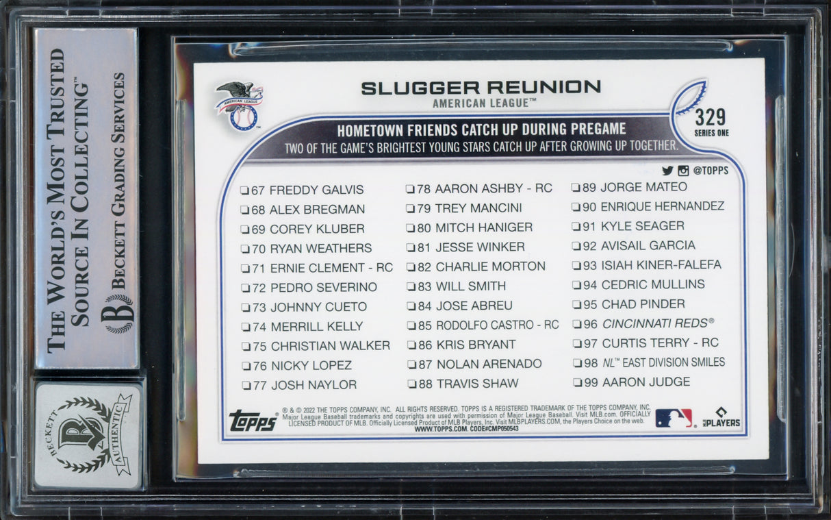 Vladimir Guerrero Jr. Autographed 2022 Topps Card #329 Toronto Blue Jays Auto Grade Gem Mint 10 Beckett BAS #15773069
