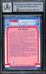 Karl Malone Autographed 1988-89 Fleer Sticker Card #8 Utah Jazz Auto Grade Gem Mint 10 Beckett BAS #15773080