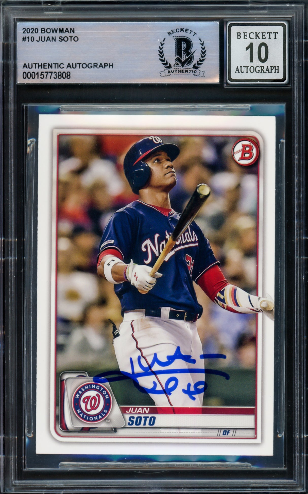 Juan Soto Autographed 2020 Bowman Card #10 New York Yankees Auto Grade Gem Mint 10 Beckett BAS #15773808