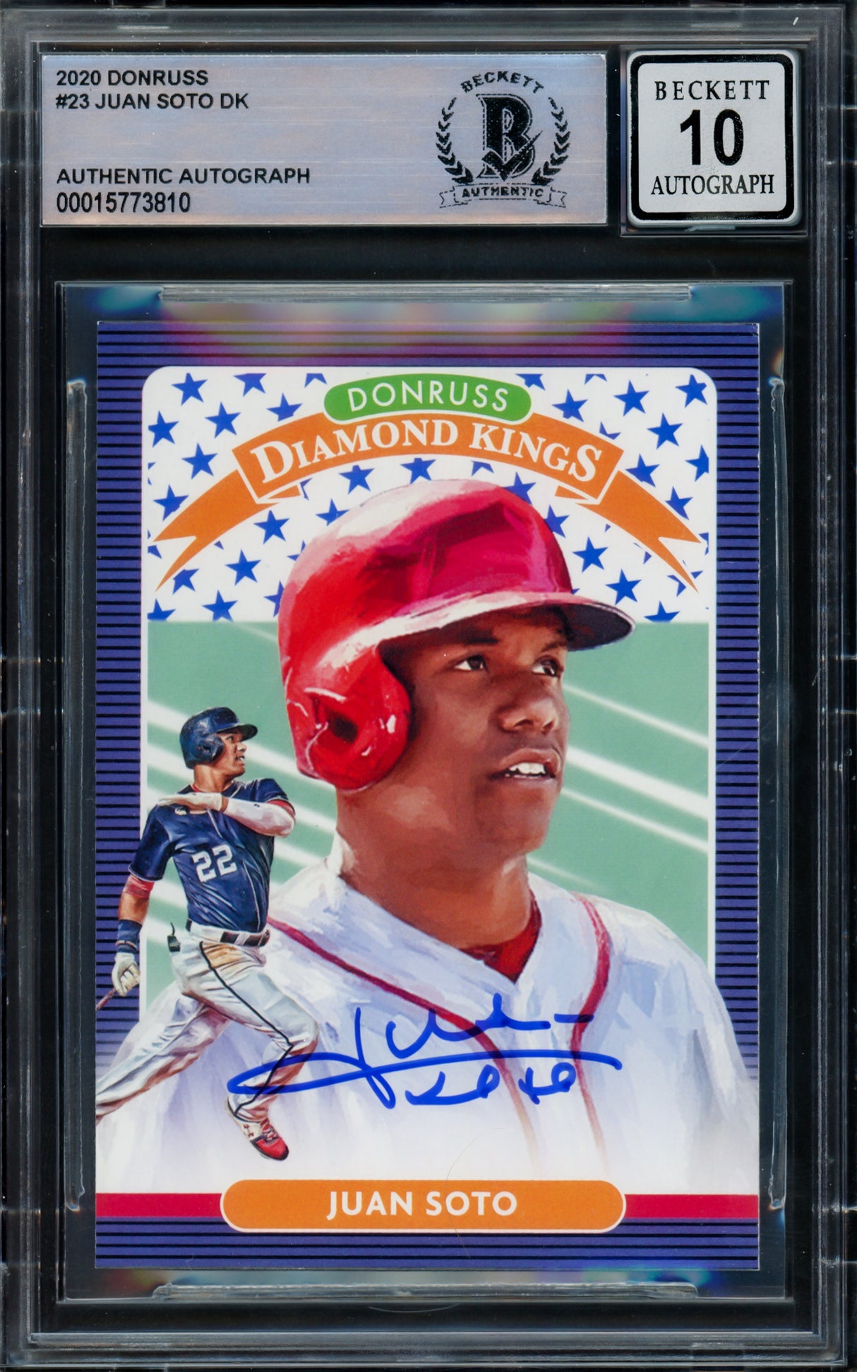 Juan Soto Autographed 2020 Donruss Diamond Kings Card #23 New York Mets Auto Grade Gem Mint 10 Beckett BAS #15773810