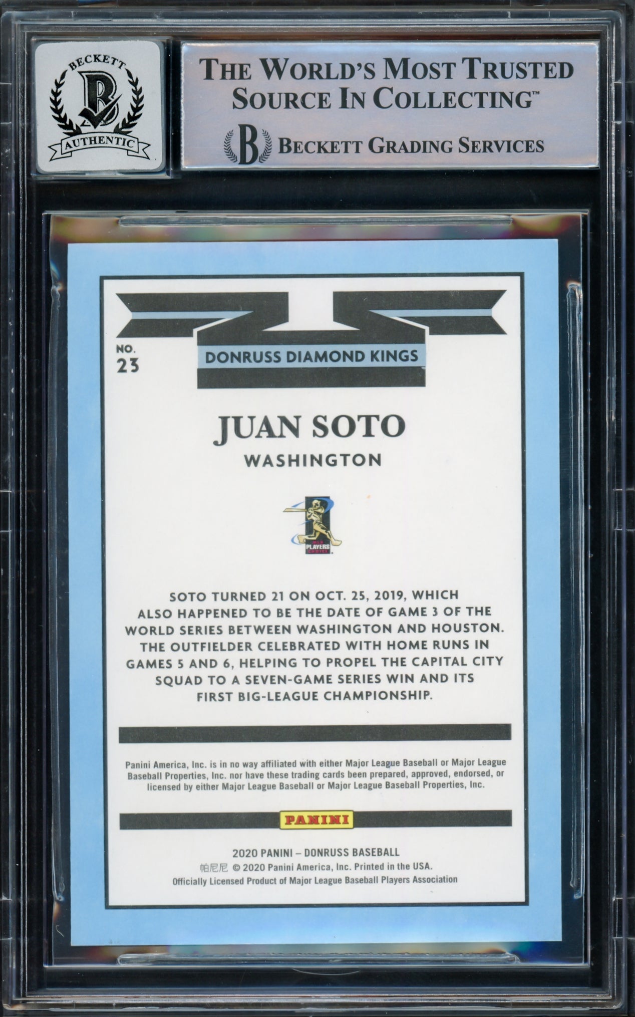 Juan Soto Autographed 2020 Donruss Diamond Kings Card #23 New York Yankees Auto Grade Gem Mint 10 Beckett BAS #15773810