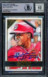 Juan Soto Autographed 2020 Topps Gallery National BB Card Day Card #GP-7 New York Mets Auto Grade Gem Mint 10 Beckett BAS #15774041