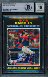Juan Soto Autographed 2020 Topps Heritage Card #327 New York Mets Auto Grade Gem Mint 10 Beckett BAS #15774045