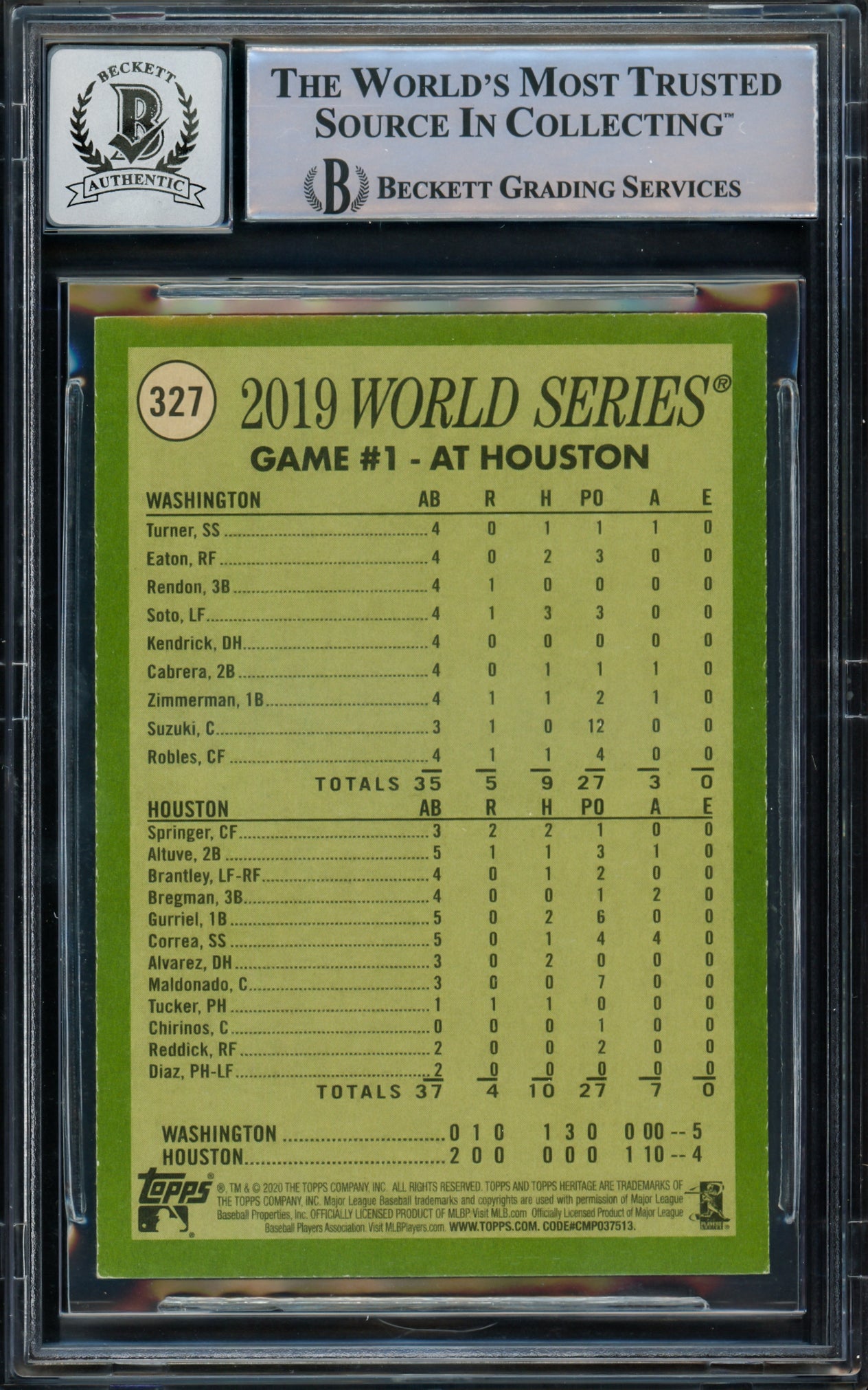 Juan Soto Autographed 2020 Topps Heritage Card #327 New York Yankees Auto Grade Gem Mint 10 Beckett BAS #15774045