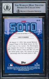 Juan Soto Autographed 2021 Topps Week To Remember Card #JSH26 New York Yankees Auto Grade Gem Mint 10 Beckett BAS #15774062