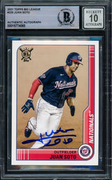 Juan Soto Autographed 2021 Topps Big League Card #225 New York Mets Auto Grade Gem Mint 10 Beckett BAS #15774065