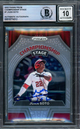 Juan Soto Autographed 2022 Panini Prizm Championship Stage Card #CS-7 New York Yankees Auto Grade Gem Mint 10 Beckett BAS #15774312