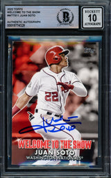 Juan Soto Autographed 2022 Topps Welcome To The Show Card #WTTS-11 New York Mets Auto Grade Gem Mint 10 Beckett BAS #15774328