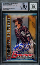 Fernando Tatis Jr. Autographed 2017 Bowman Chrome Draft Defining Moments Rookie Card #BDMFT San Diego Padres Auto Grade Gem Mint 10 Beckett BAS #15774514