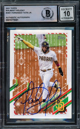 Fernando Tatis Jr. Autographed 2021 Topps Holiday Card #HW1 San Diego Padres Auto Grade Gem Mint 10 Beckett BAS #15775081