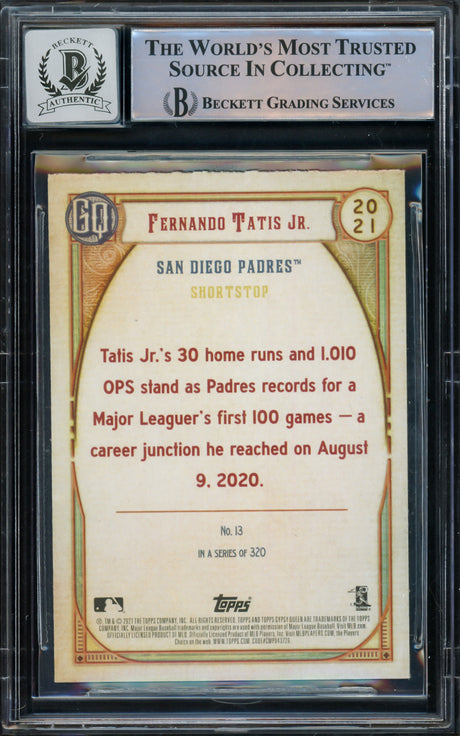 Fernando Tatis Jr. Autographed 2021 Topps Gypsy Queen Card #13 San Diego Padres Auto Grade Gem Mint 10 Beckett BAS #15775154