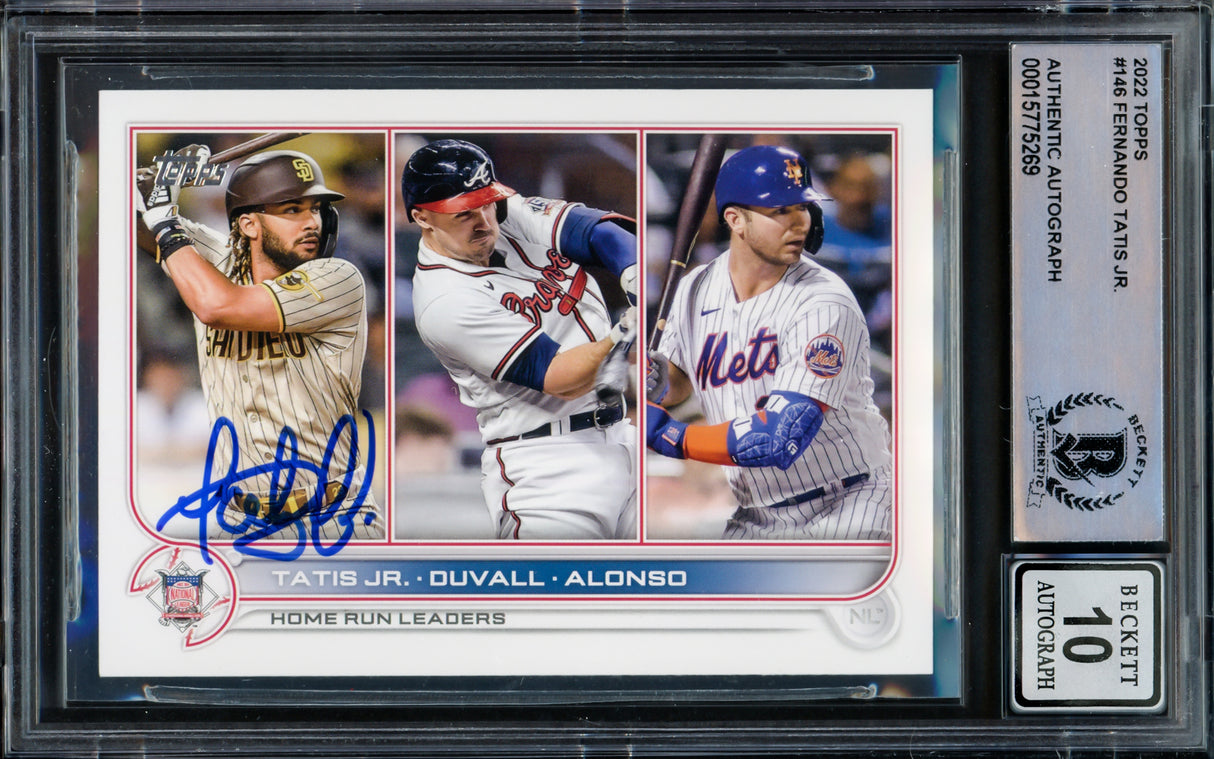 Fernando Tatis Jr. Autographed 2022 Topps Card #146 San Diego Padres Auto Grade Gem Mint 10 Beckett BAS #15775269