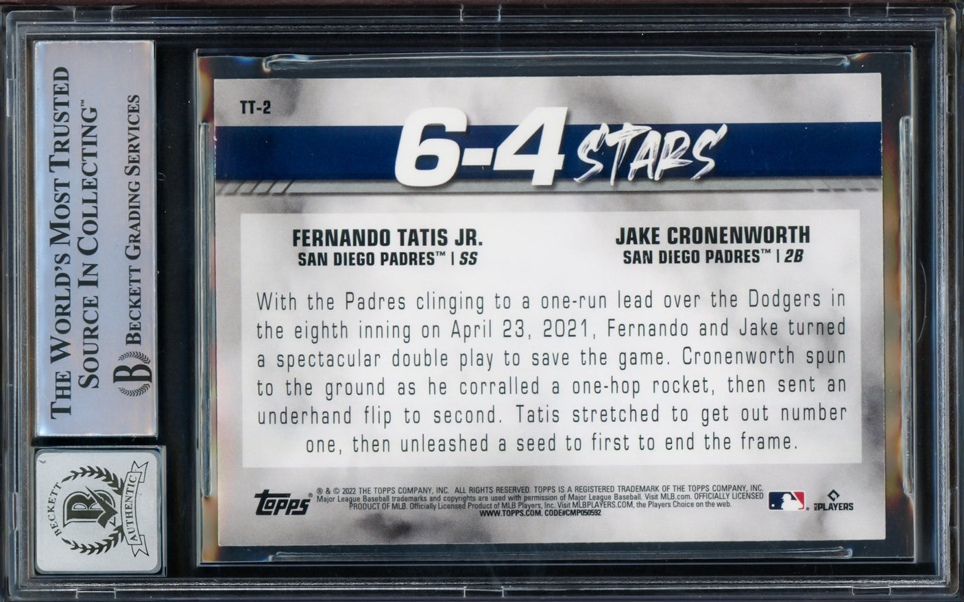 Fernando Tatis Jr. Autographed 2022 Topps 6-4 Stars Card #TT-2 San Diego Padres Auto Grade Gem Mint 10 Beckett BAS #15775425