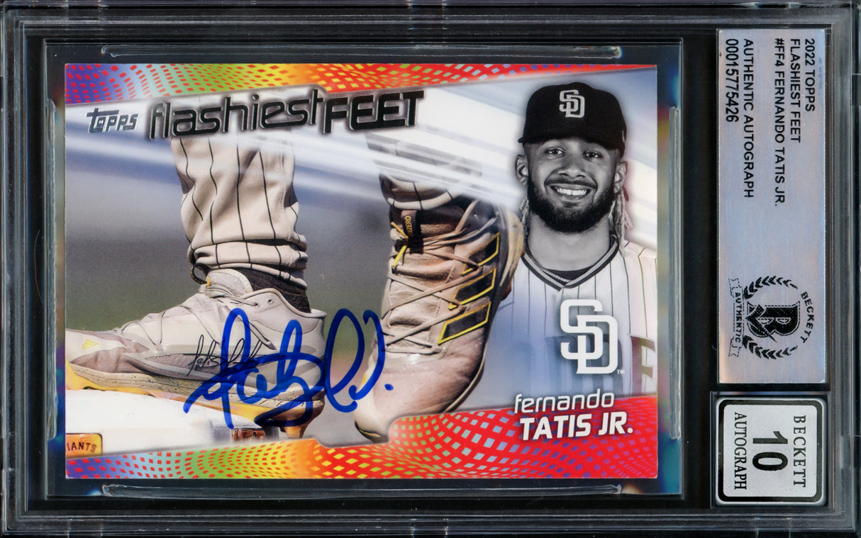 Fernando Tatis Jr. Autographed 2022 Topps Flashiest Feet Card #FF-4 San Diego Padres Auto Grade Gem Mint 10 Beckett BAS #15775426