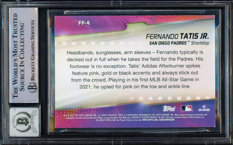 Fernando Tatis Jr. Autographed 2022 Topps Flashiest Feet Card #FF-4 San Diego Padres Auto Grade Gem Mint 10 Beckett BAS #15775426