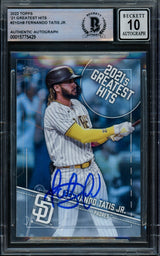 Fernando Tatis Jr. Autographed 2022 Topps Greatest Hits Card #21GH-8 San Diego Padres Auto Grade Gem Mint 10 Beckett BAS #15775429