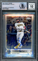 Fernando Tatis Jr. Autographed 2022 Topps Chrome Card #150 San Diego Padres Auto Grade Gem Mint 10 Beckett BAS #15775440
