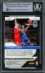 Stephen Curry Autographed 2018-19 Panini Silver Prizm Card #222 Golden State Warriors Beckett BAS #15779221