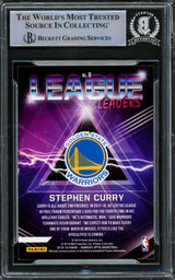 Stephen Curry Autographed 2018-19 Donruss Optic League Leaders Card #8 Golden State Warriors Beckett BAS #15779267