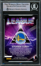 Stephen Curry Autographed 2018-19 Donruss Optic League Leaders Card #8 Golden State Warriors Beckett BAS #15779268