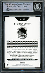 Stephen Curry Autographed 2018-19 Hoops Card #15 Golden State Warriors Beckett BAS #15779269