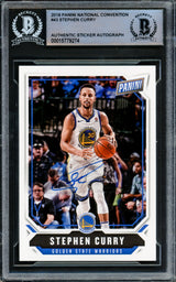 Stephen Curry Autographed 2018-19 Panini National Convention Card #43 Golden State Warriors Beckett BAS #15779274