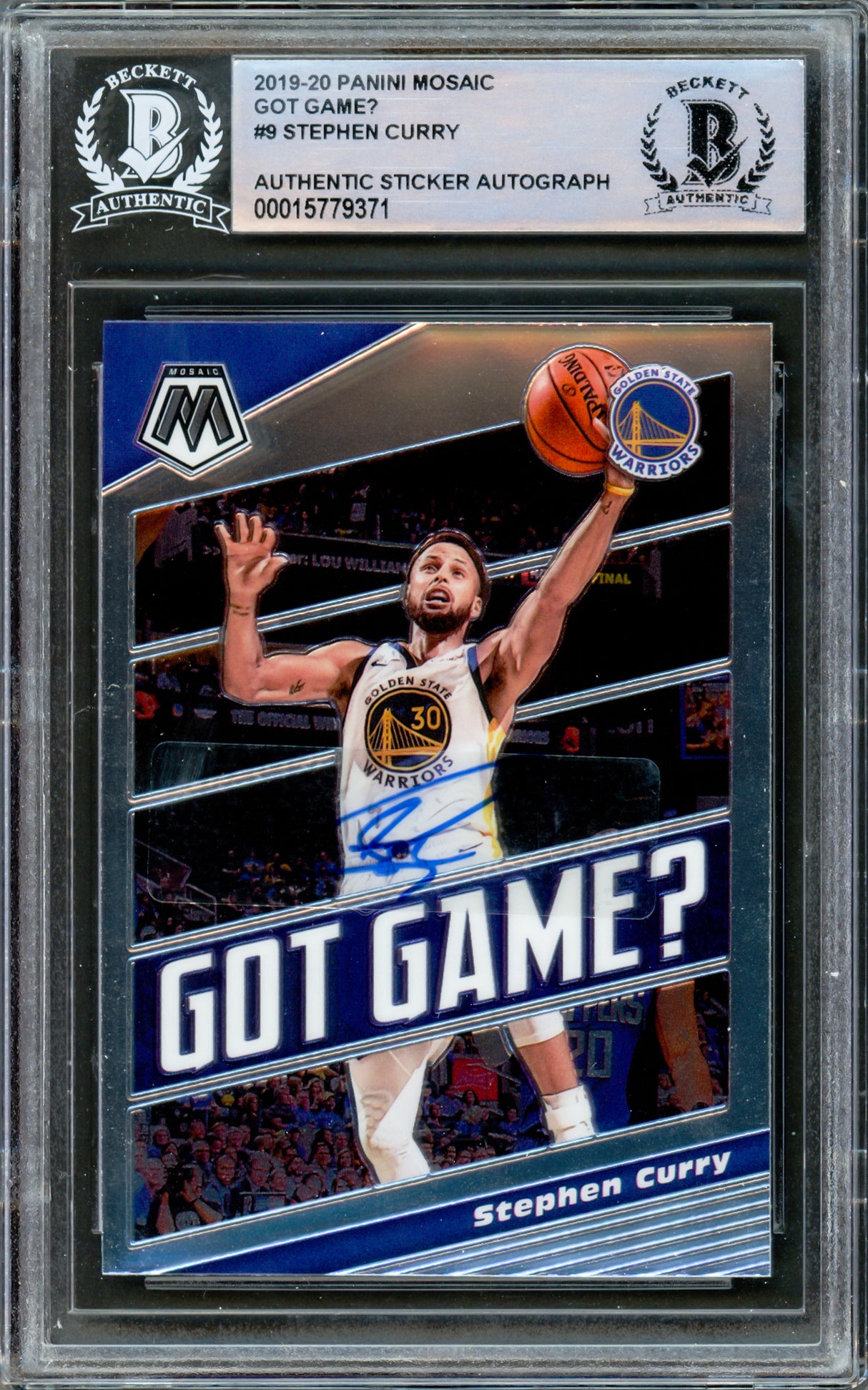 Stephen Curry Autographed 2019-20 Panini Mosaic Got Game? Card #9 Golden State Warriors Beckett BAS #15779371