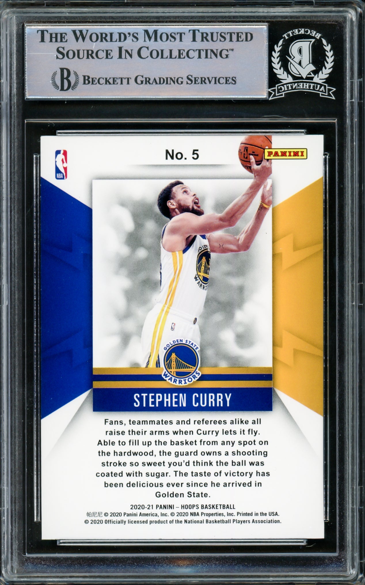 Stephen Curry Autographed 2020-21 Hoops Spark Plugs Card #5 Golden State Warriors Beckett BAS #15779563