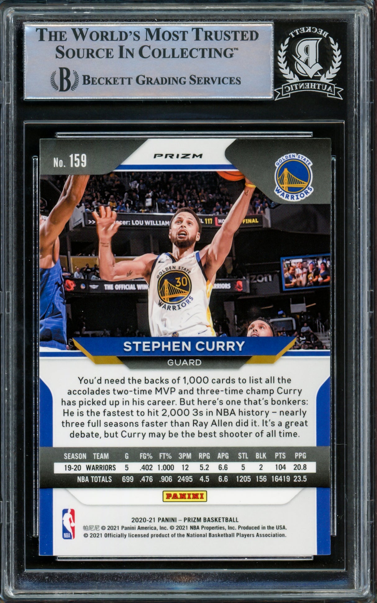 Stephen Curry Autographed 2020-21 Panini Prizm Red Ice Card #159 Golden State Warriors Beckett BAS #15779564