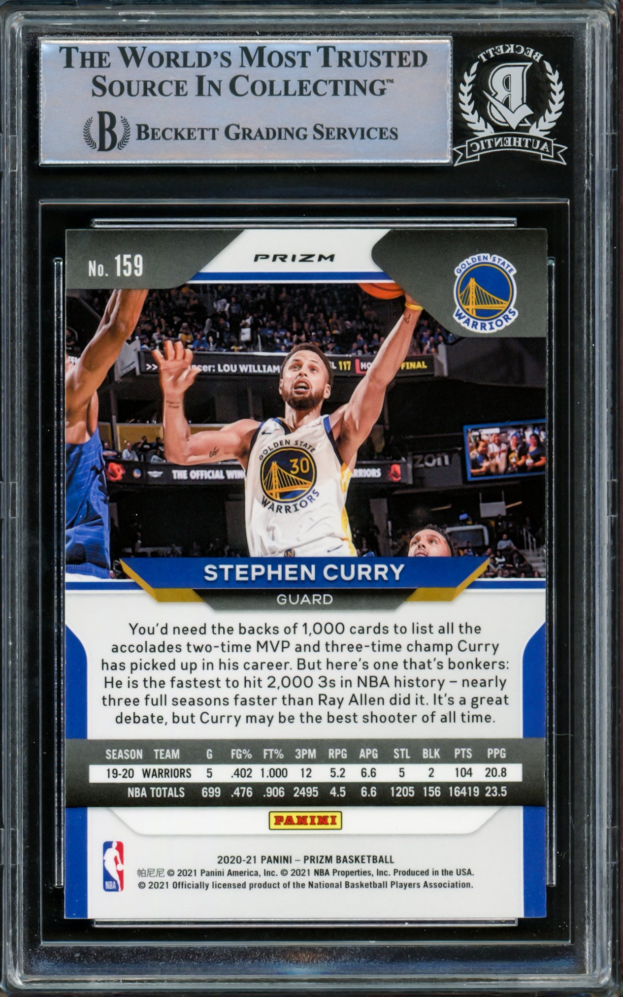 Stephen Curry Autographed 2020-21 Panini Prizm Red Ice Card #159 Golden State Warriors Beckett BAS #15779564