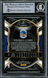 Stephen Curry Autographed 2020-21 Panini Select Red White & Green Ice Prizm Card #57 Golden State Warriors Beckett BAS #15779653