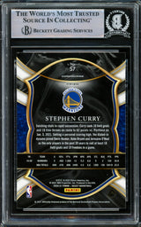 Stephen Curry Autographed 2020-21 Panini Select Green White & Purple Prizm Card #57 Golden State Warriors Beckett BAS #15779654
