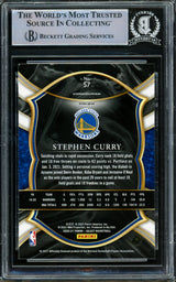 Stephen Curry Autographed 2020-21 Panini Select Green White & Purple Prizm Card #57 Golden State Warriors Beckett BAS #15779655