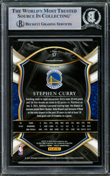 Stephen Curry Autographed 2020-21 Panini Select Silver Prizm Card #57 Golden State Warriors Beckett BAS #15779659