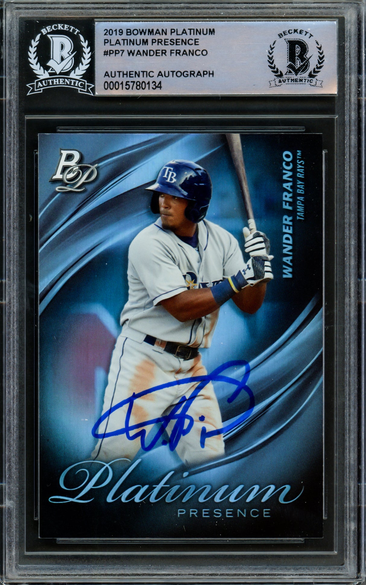 Wander Franco Autographed 2019 Bowman Platinum Presence Rookie Card #PP7 Tampa Bay Rays Beckett BAS #15780134
