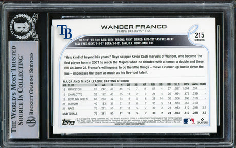 Wander Franco Autographed 2022 Topps Rookie Card #215 Tampa Bay Rays Beckett BAS #15780158
