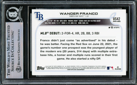 Wander Franco Autographed 2022 Topps Update Rookie Card #US42 Tampa Bay Rays Beckett BAS #15780160
