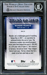 Wander Franco Autographed 2022 Topps Stars of MLB Rookie Card #SMLB-20 Tampa Bay Rays (Bubbling) Beckett BAS #15780203