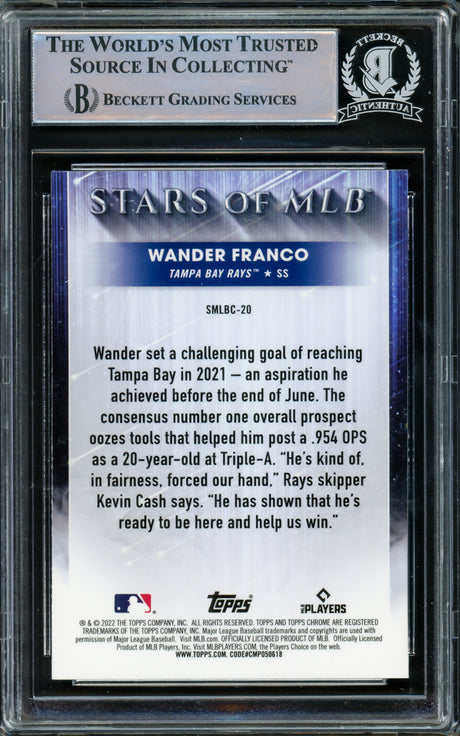 Wander Franco Autographed 2022 Topps Chrome Stars of MLB Rookie Card #SMLBC-20 Tampa Bay Rays Beckett BAS #15780213