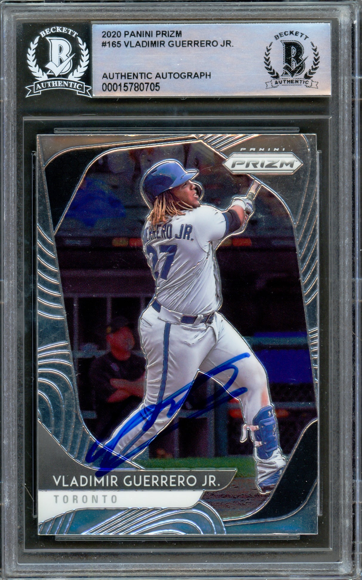 Vladimir Guerrero Jr. Autographed 2020 Panini Prizm Card #165 Toronto Blue Jays Beckett BAS #15780705