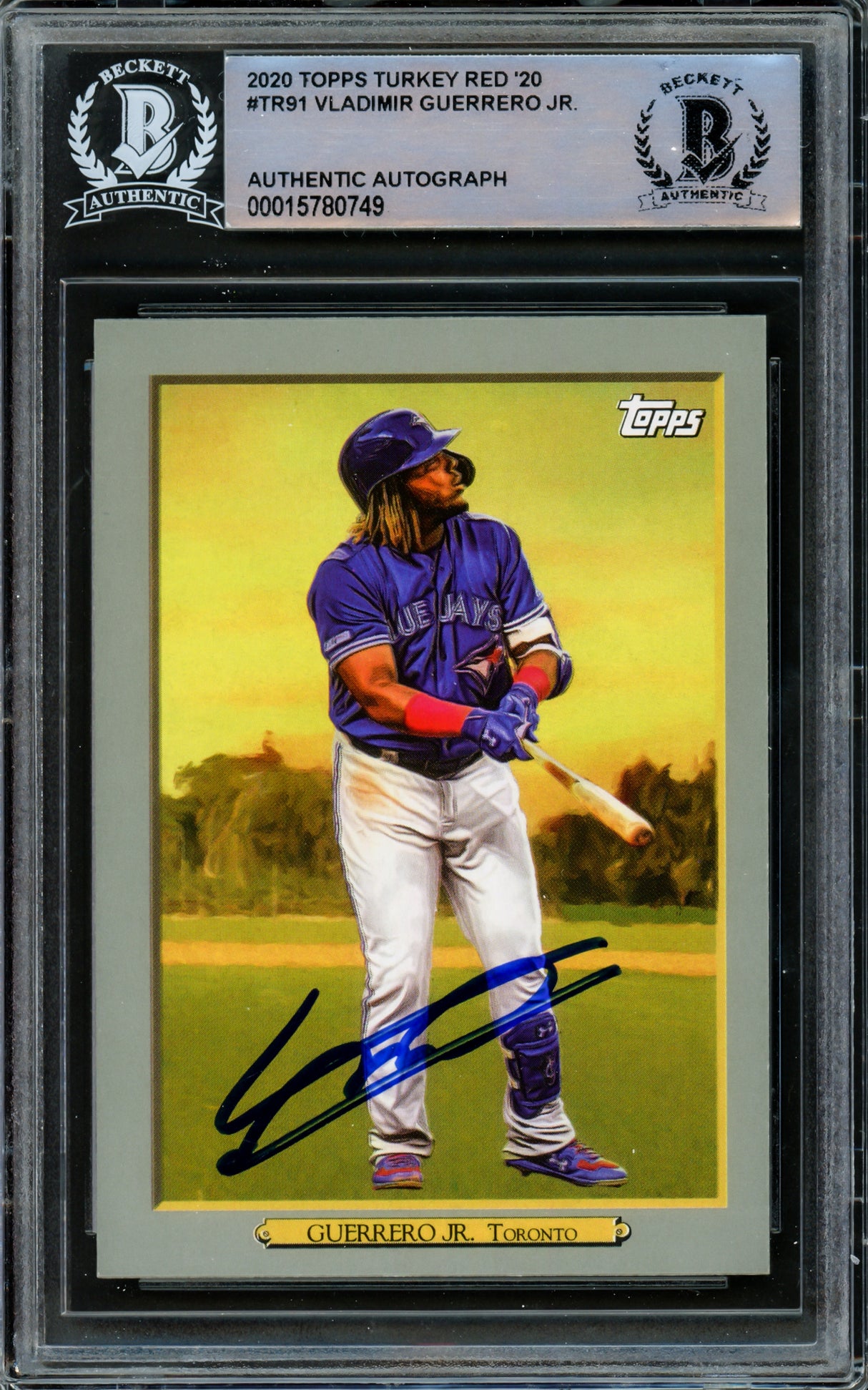 Vladimir Guerrero Jr. Autographed 2020 Topps Turkey Red Card #TR-91 Toronto Blue Jays Beckett BAS #15780749