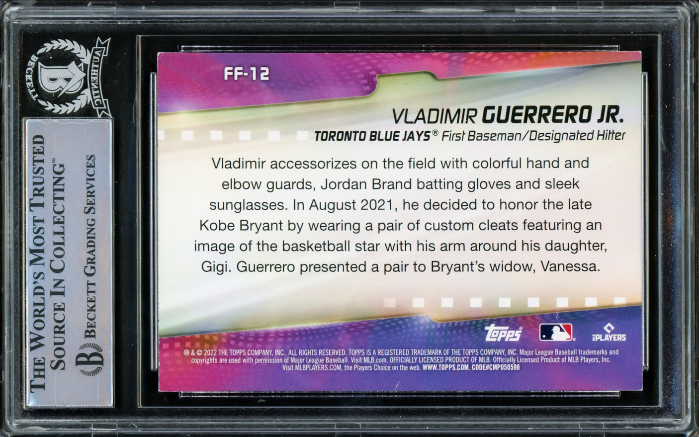 Vladimir Guerrero Jr. Autographed 2022 Topps Flashiest Feet Card #FF-12 Toronto Blue Jays Beckett BAS #15780762