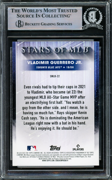 Vladimir Guerrero Jr. Autographed 2022 Topps Stars of MLB Card #SMLB-22 Toronto Blue Jays Beckett BAS #15780764