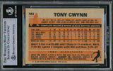 Tony Gwynn Autographed 1983 Topps Rookie Card #482 San Diego Padres (Light) Beckett BAS #15780950