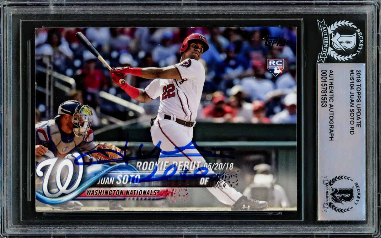 Juan Soto Autographed 2018 Topps Update Rookie Card #US104 New York Yankees Beckett BAS #15781563