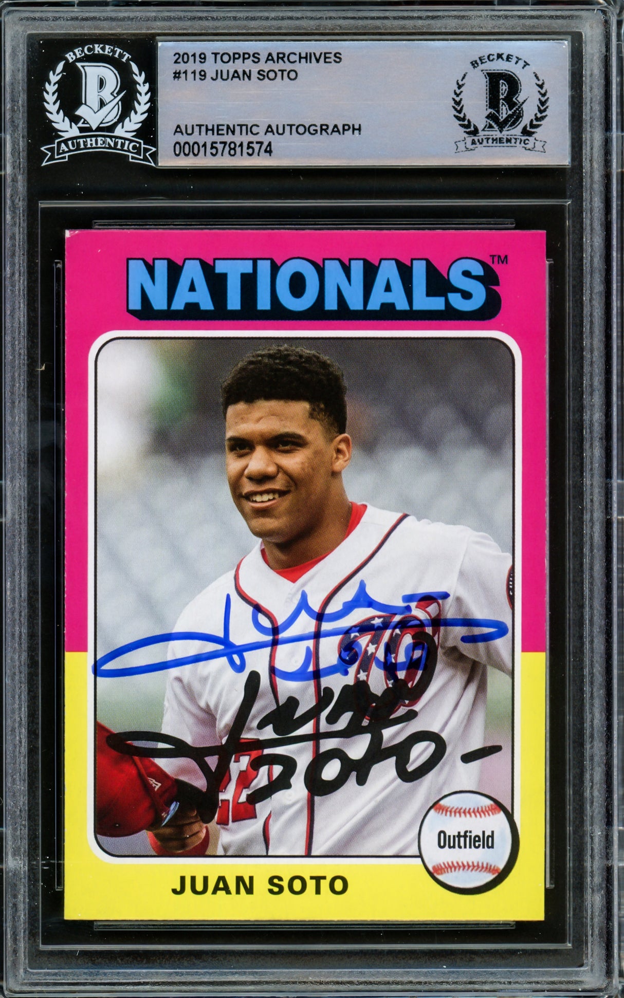 Juan Soto Autographed 2019 Topps Archives Card #119 New York Mets Beckett BAS #15781574